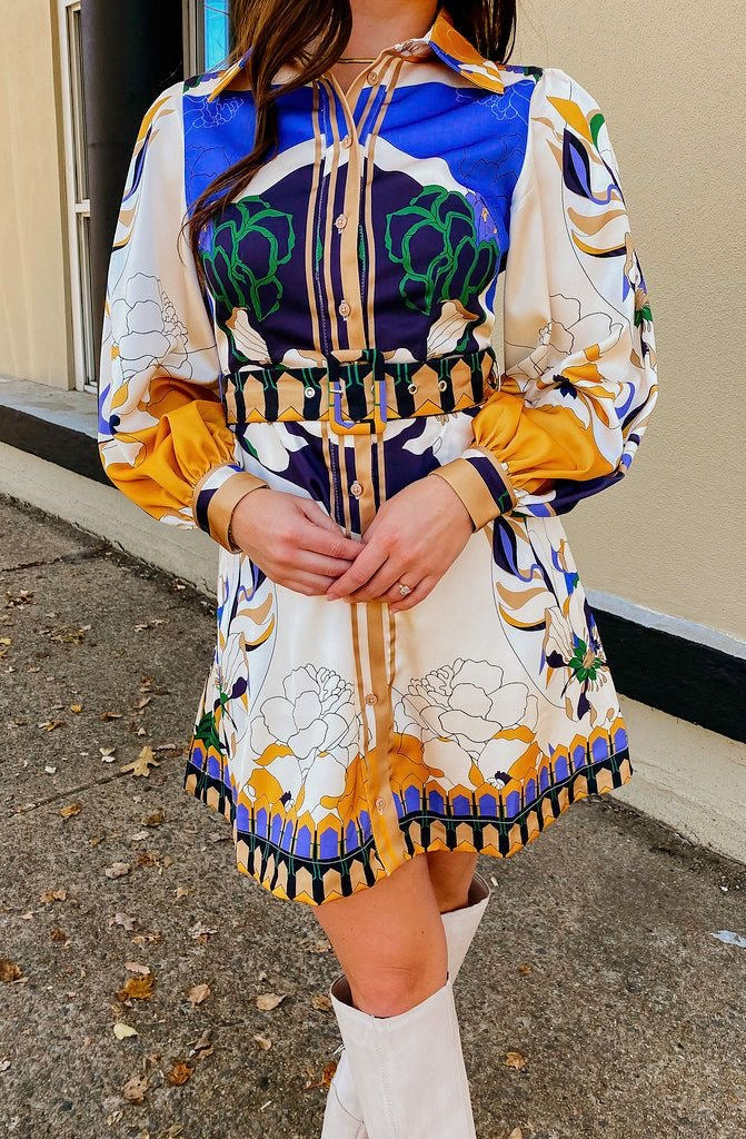Billy Long Sleeve Belted Dress