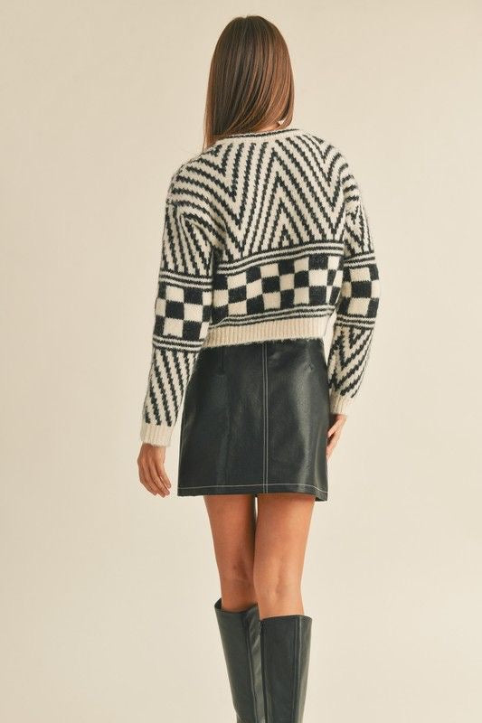 Multi Pattern Knitted Sweater