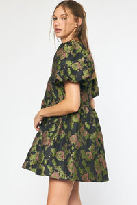 Jacquard Short Sleeve Mini Dress