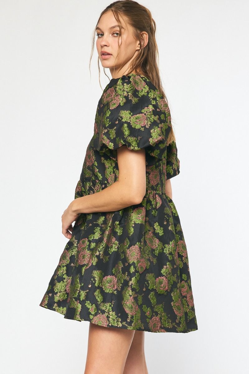 Jacquard Short Sleeve Mini Dress
