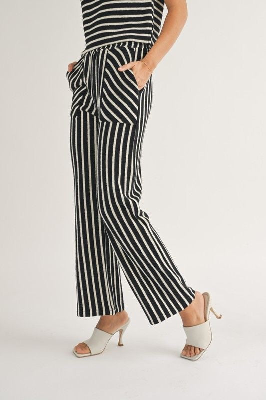 Textured Stripe Knitted Pants