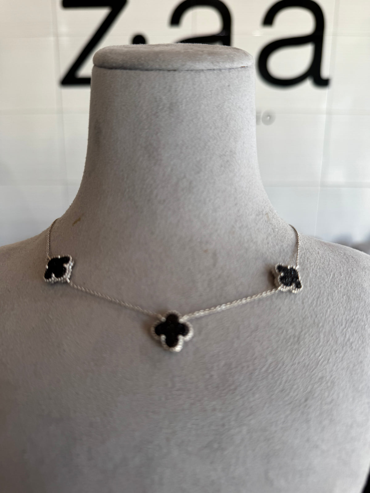 Black/Gold Double-sided Clover Necklace