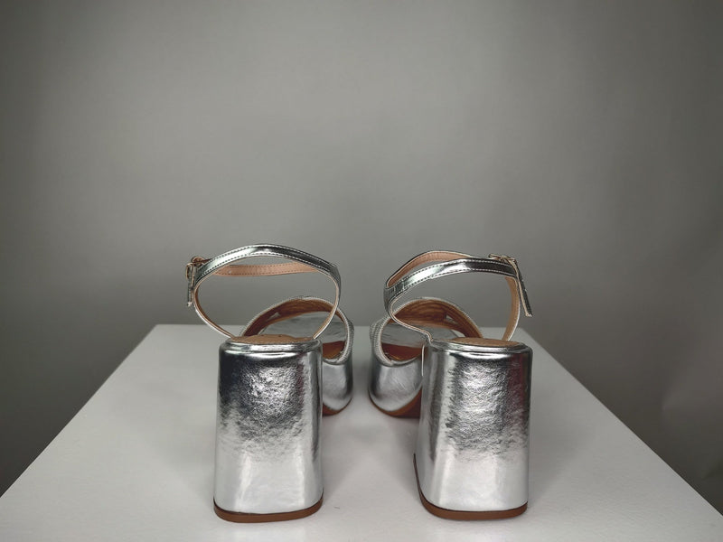 Metallic Silver Platform Heels
