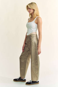 Structured Barrel Gold Foiled Jeans