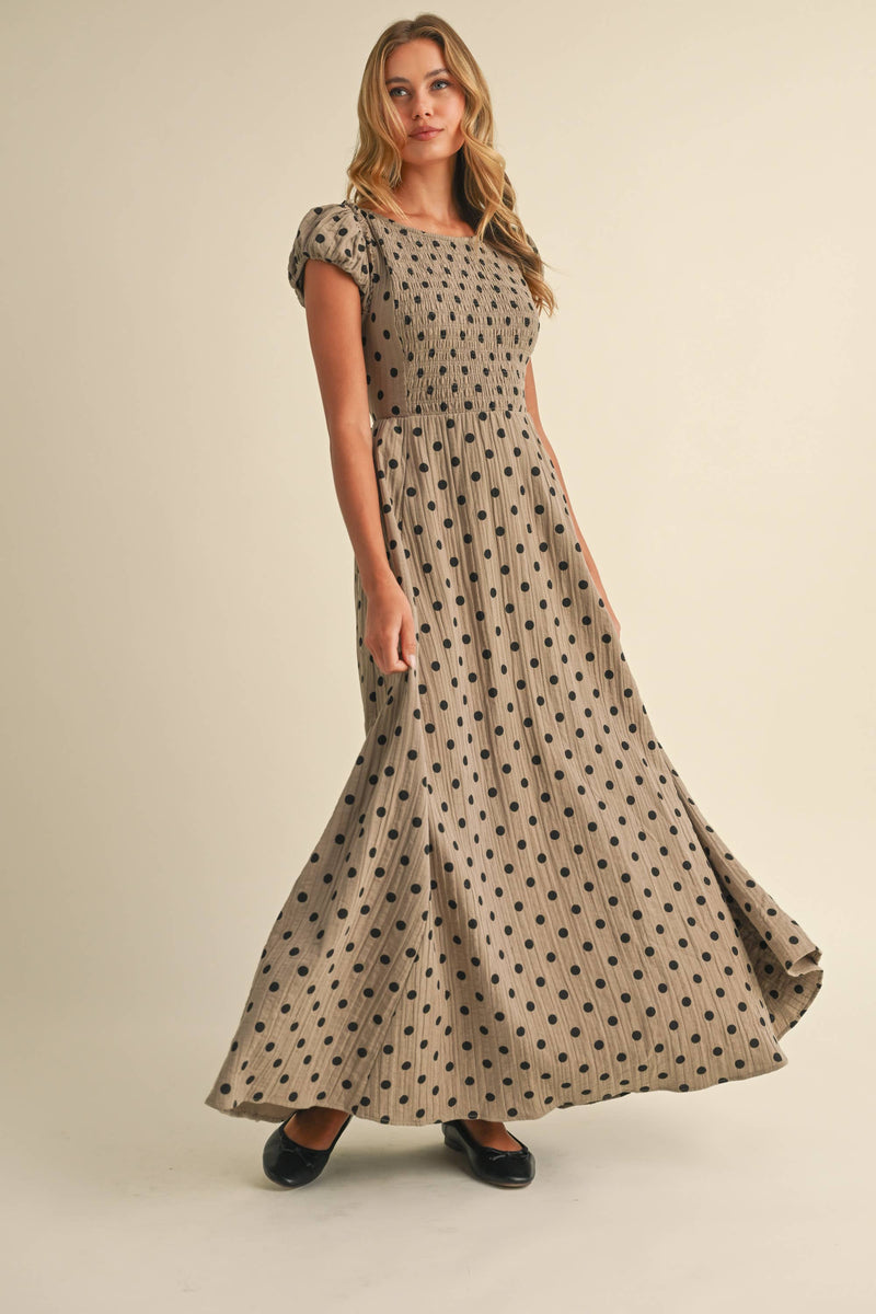 Polka Dot Open Back Maxi