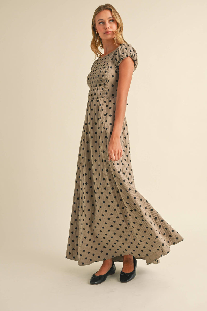 Polka Dot Open Back Maxi