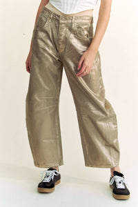 Structured Barrel Gold Foiled Jeans