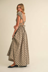 Polka Dot Open Back Maxi