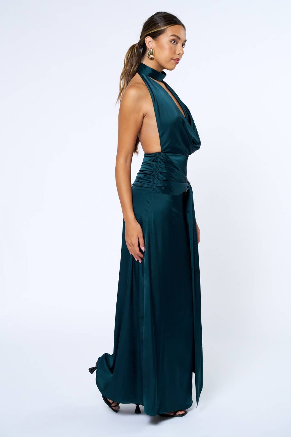 Halter Cowl Neck Maxi Dress M / Hunter Green Halter Cowl Neck Maxi Dress M / Hunter Green