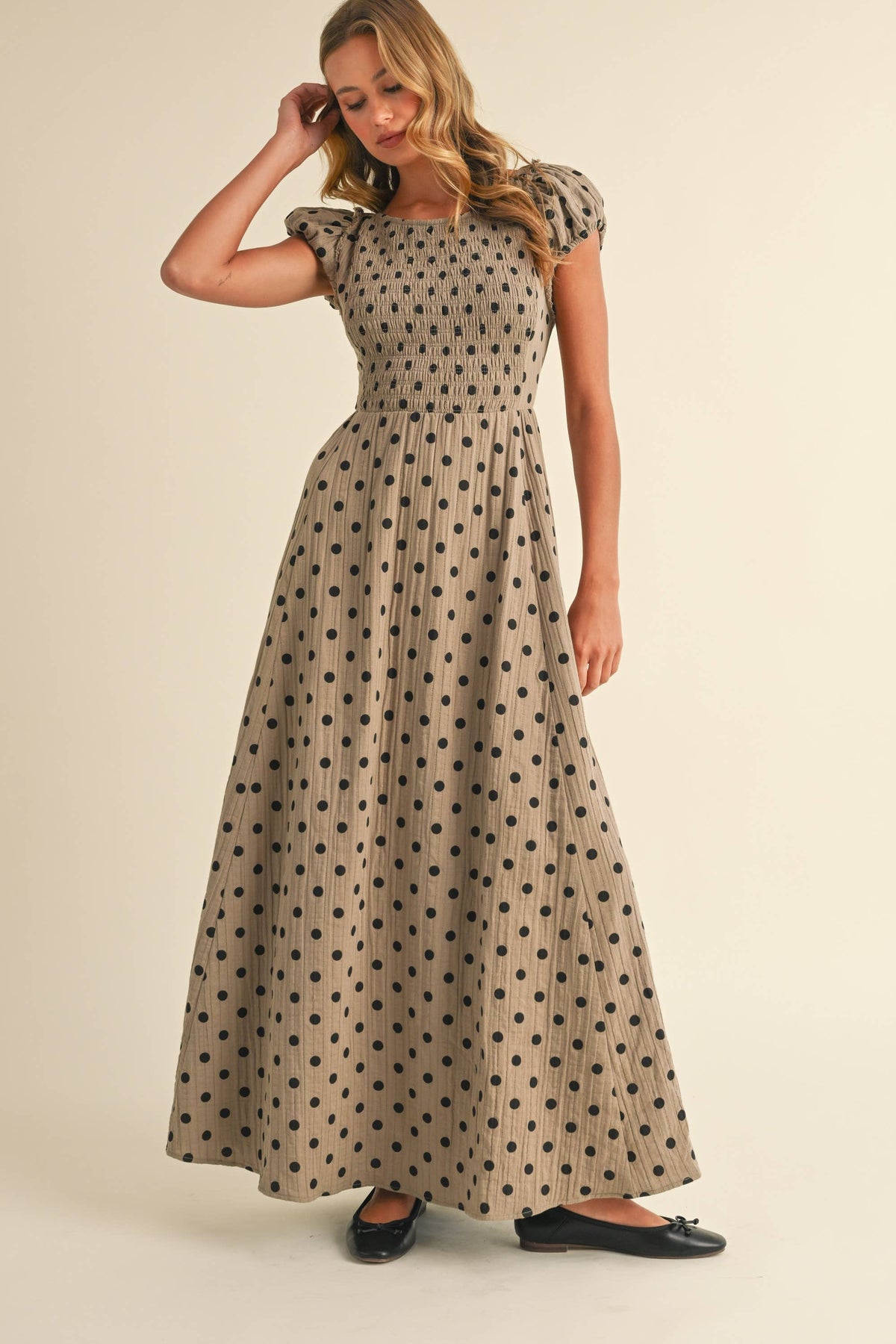 Polka Dot Open Back Maxi