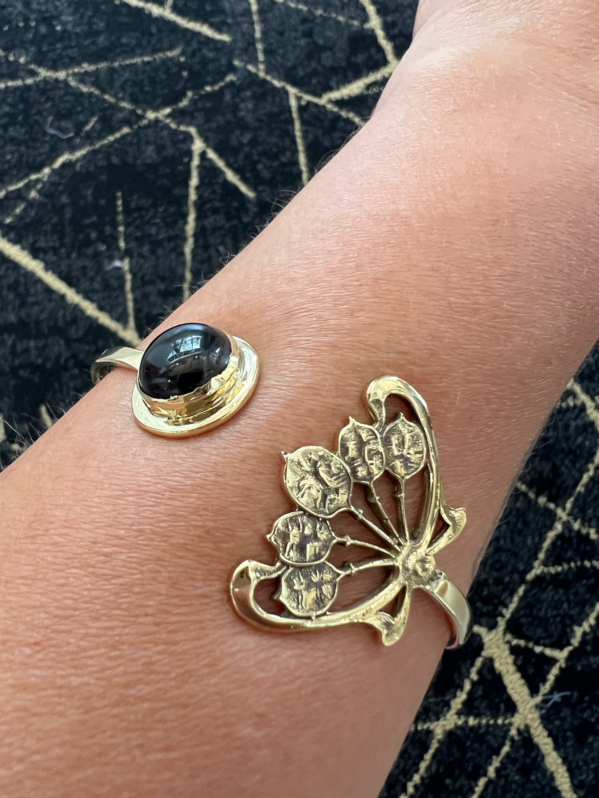 Art Nouveau Moth Bracelet with Gemstone