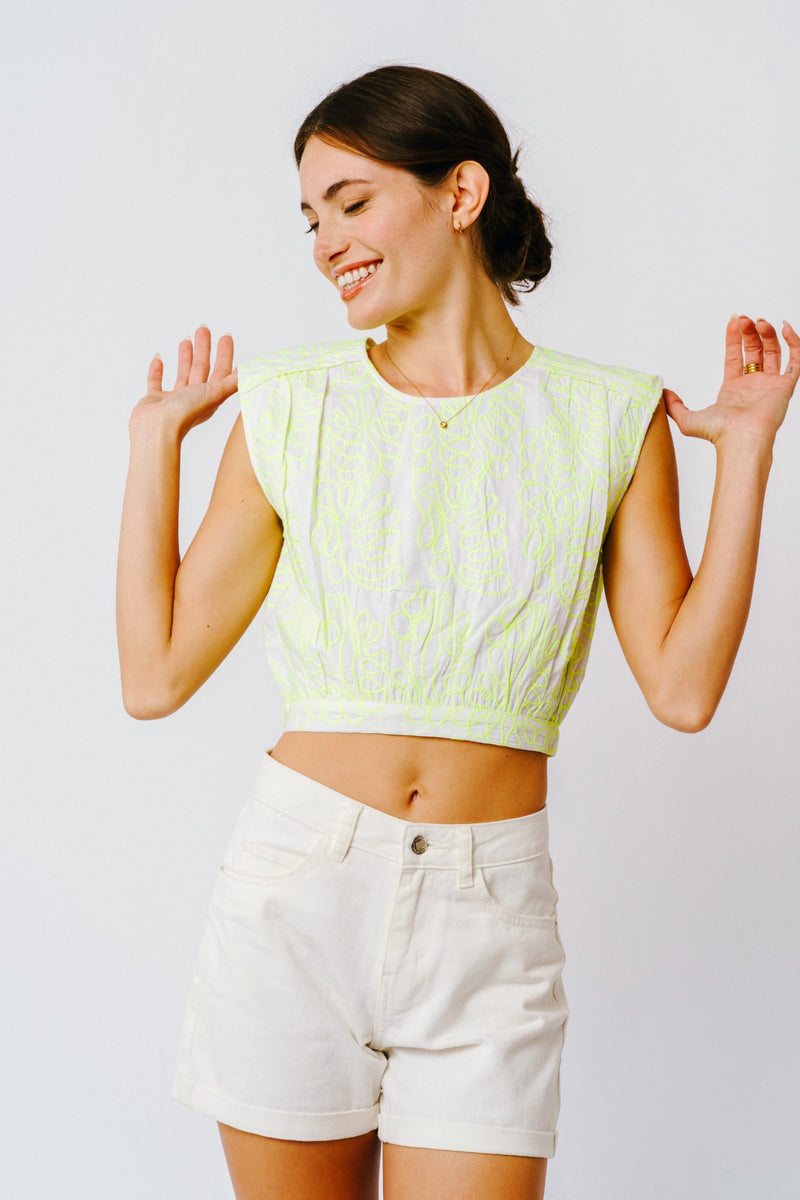 Floral Embroidered Crop Top