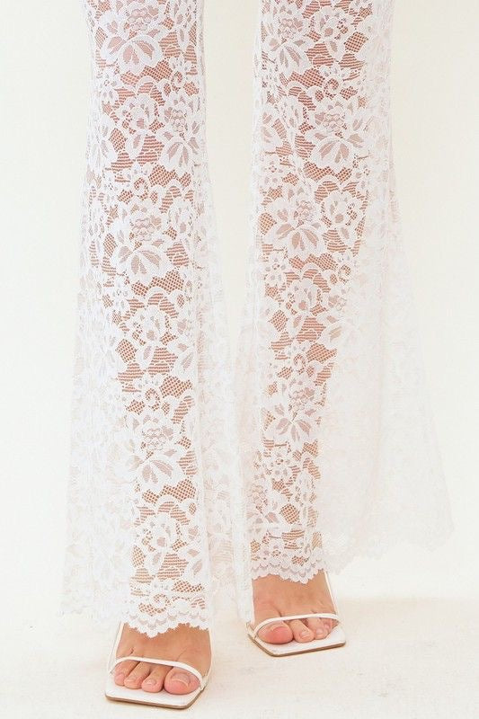 Floral Lace Flare Pants