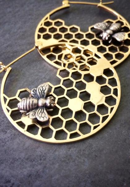 Honeycomb Bee Earrings