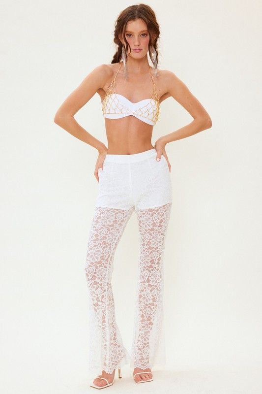 Floral Lace Flare Pants