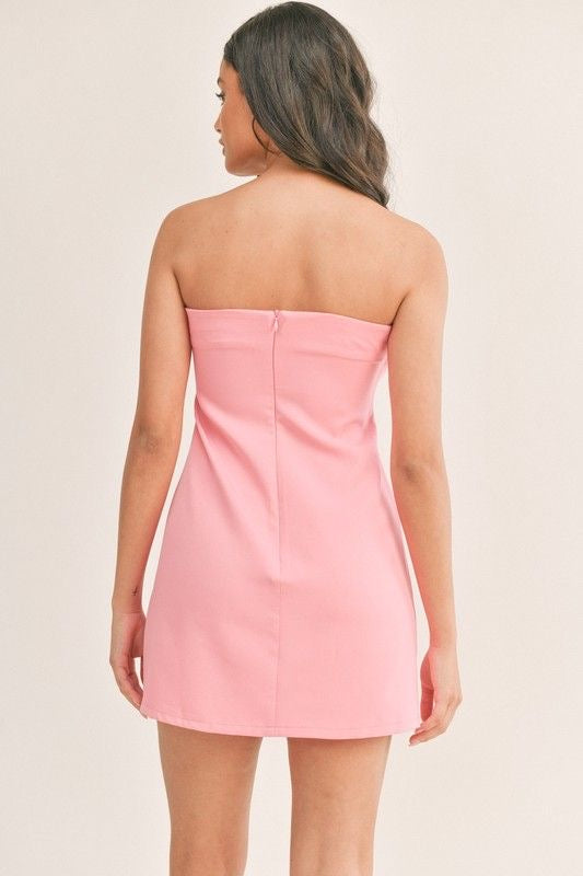 Strapless Mini Dress with Front Cargo Pockets