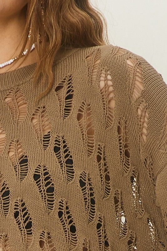 Pointelle Knit Crop Sweater – z•aa dress up studio