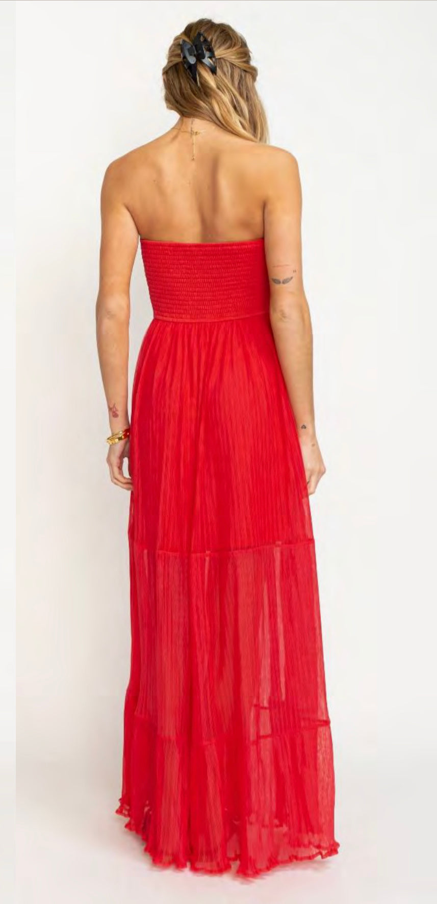 Strapless Mesh Maxi Dress