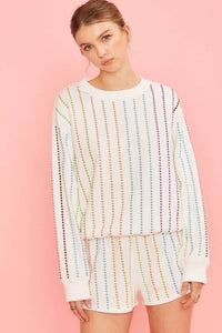 French Terry Knit Top with Stud Detail