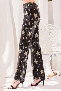 Star Sequin Wide Leg Pants
