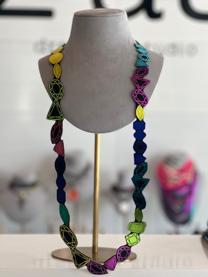 Long Stones Necklace - Lemon Multi