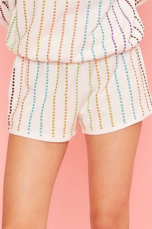 French Terry Shorts with Stud Detail