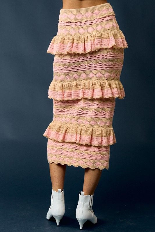 Crochet Ruffle Maxi Skirt