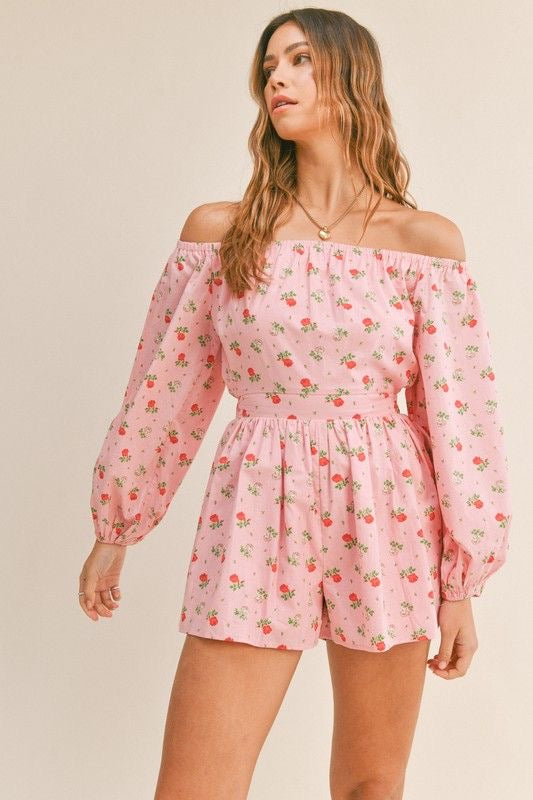 Pink off 2024 the shoulder romper