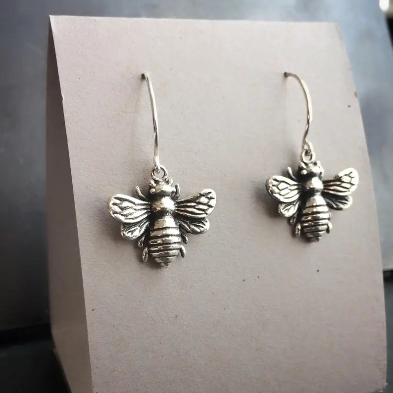 Bee Drop Silver Earrings