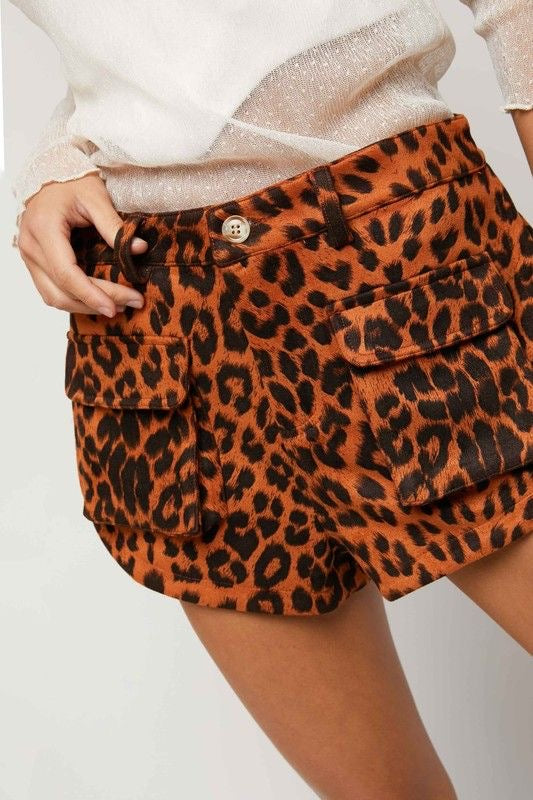Leopard Shorts with Utility Pockets
