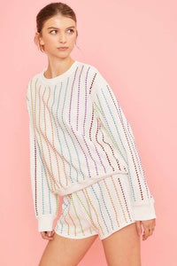 French Terry Knit Top with Stud Detail