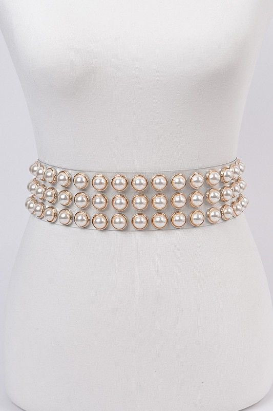 Pearl Stud Clear Belt
