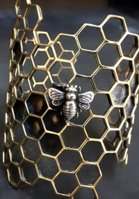 Brass & Sterling Honeycomb Bee Bracelet/Cuff
