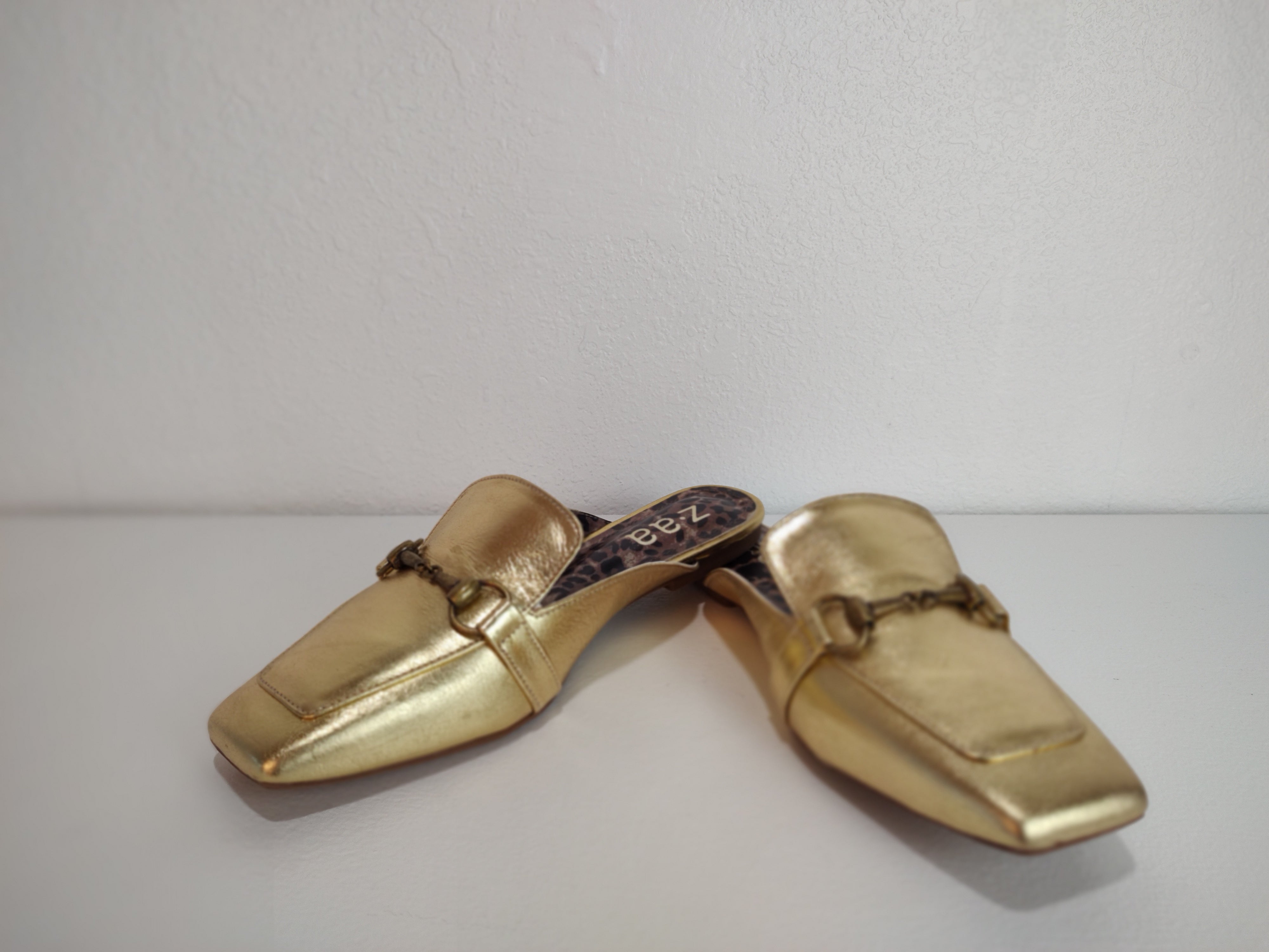 Metallic shops gold mules