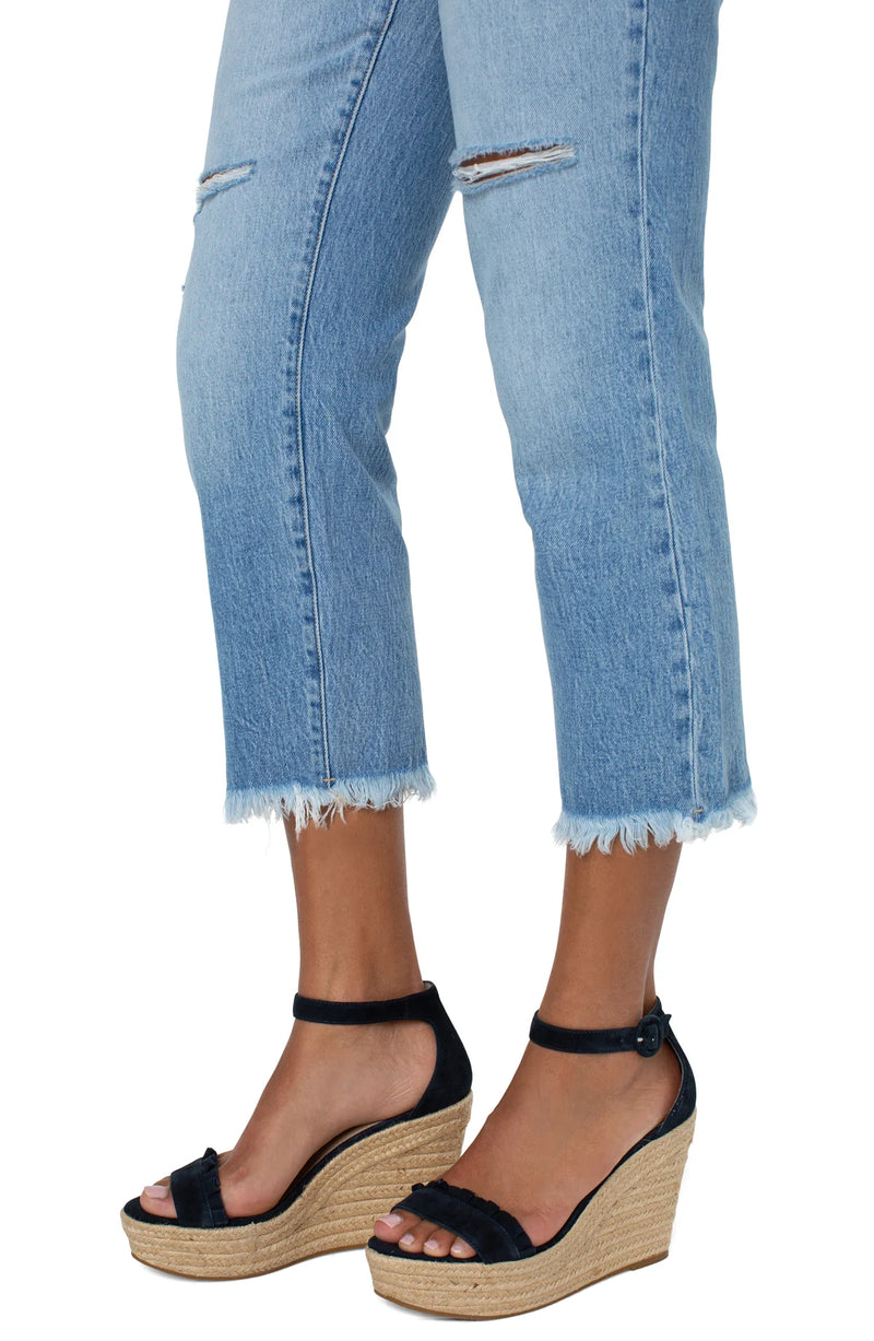 High Rise Non-Skinny Jean with Fray Hem