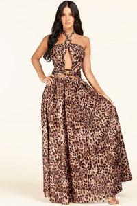 Leopard Halter Maxi Dress