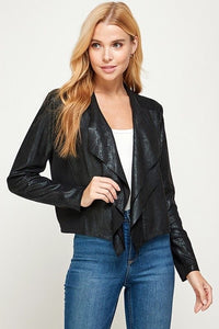 Snakeskin Faux Leather Drape Jacket/Cardi