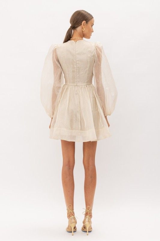 Organza Mini Dress with Bow Details