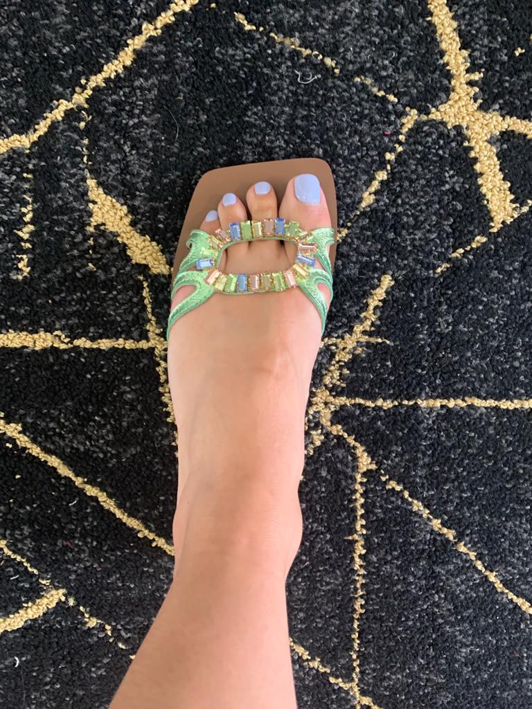 Metallic Sandals with Crystals