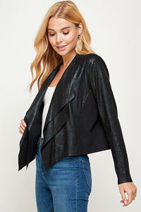 Snakeskin Faux Leather Drape Jacket/Cardi