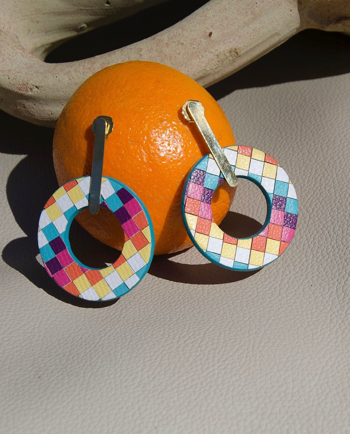 Orange Geometric Earrings