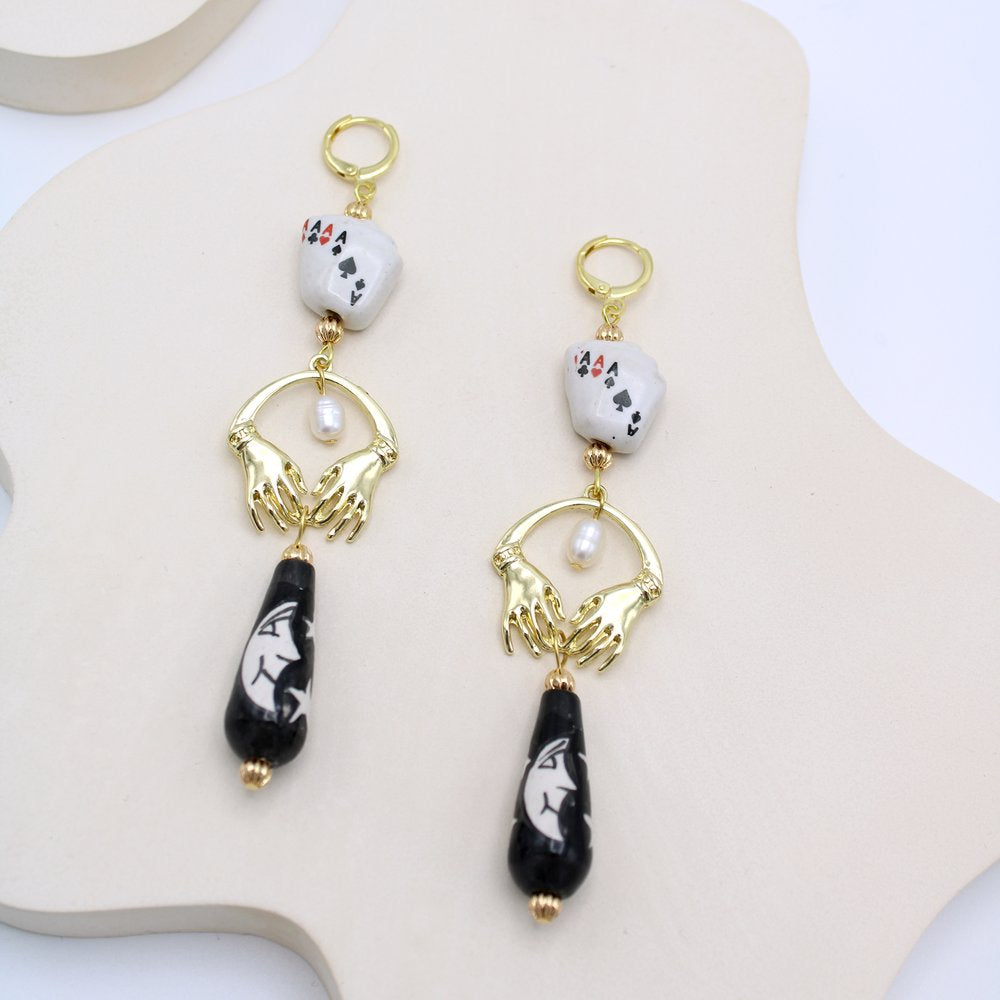 Cards, Moon & Magic Hands Earrings