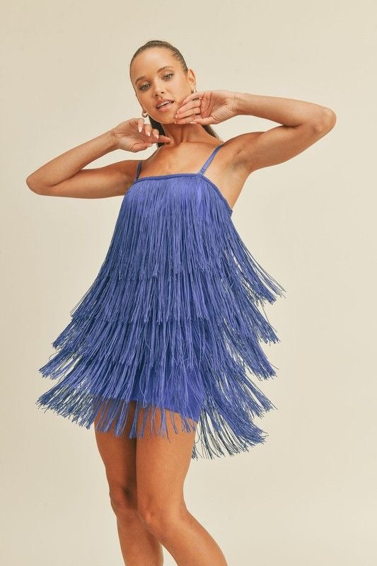 Tiered Fringe Mini Dress