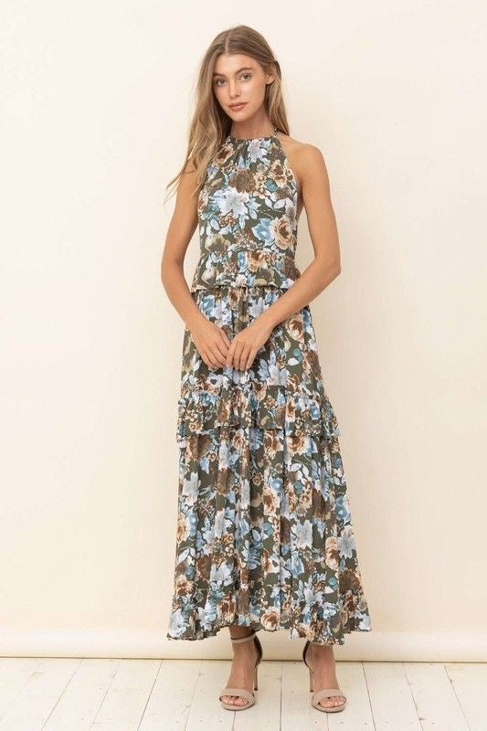 Floral Halter Maxi Dress