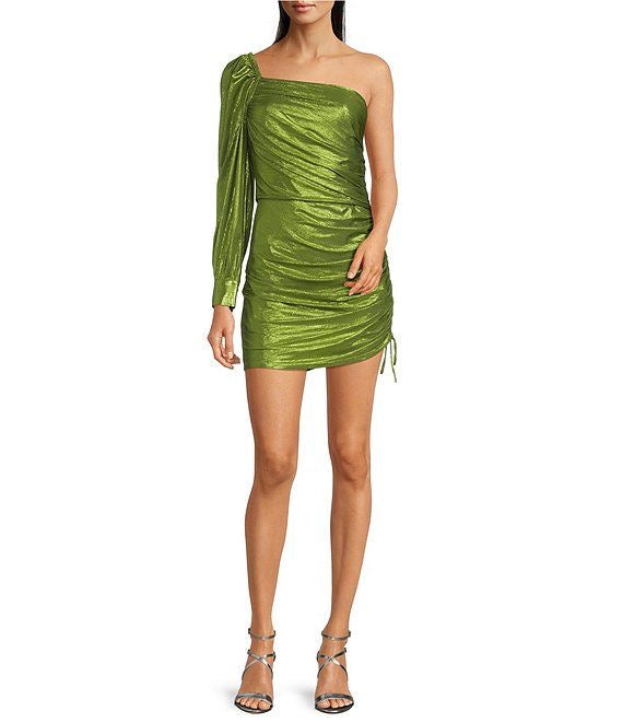 Metallic One Shoulder Mini Dress