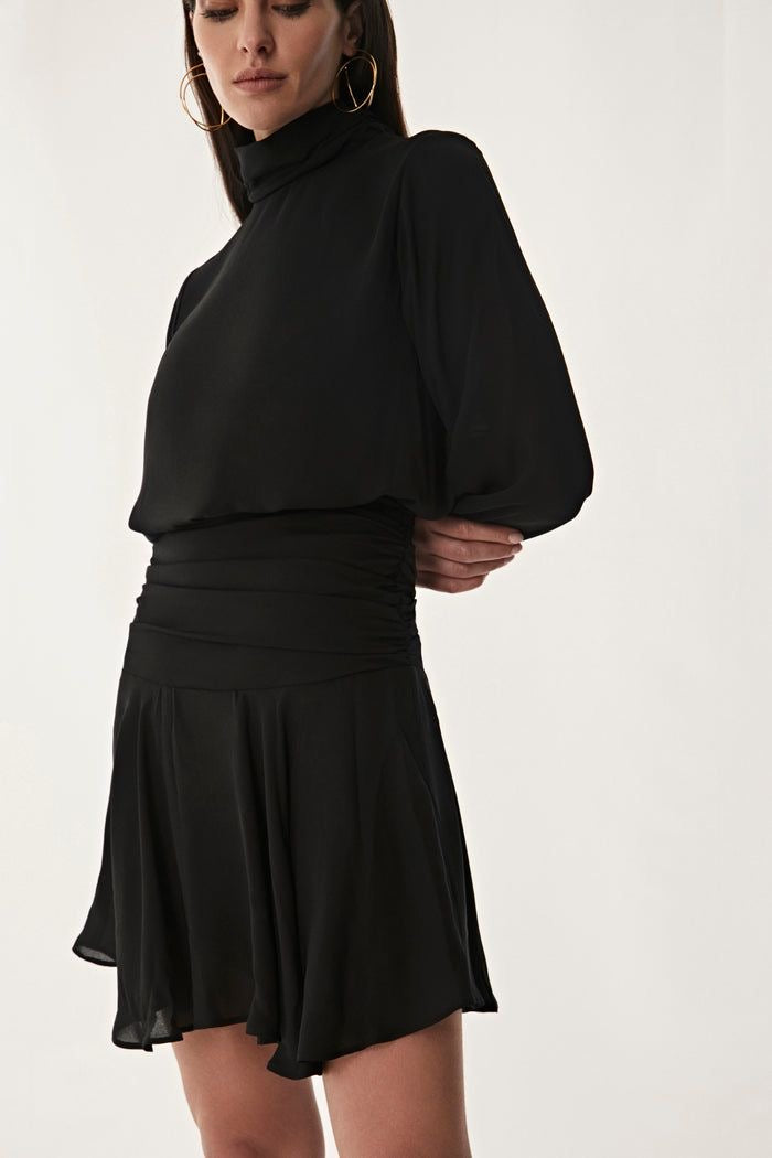 Shirred Turtleneck Dress