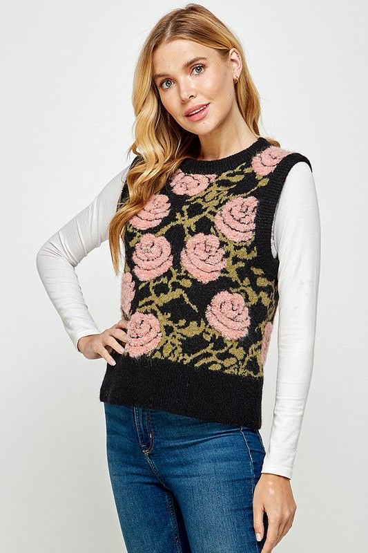 Floral Jacquard Sweater Vest