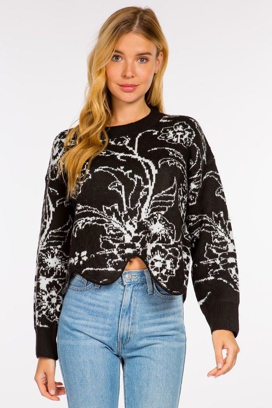 Floral Crop Sweater