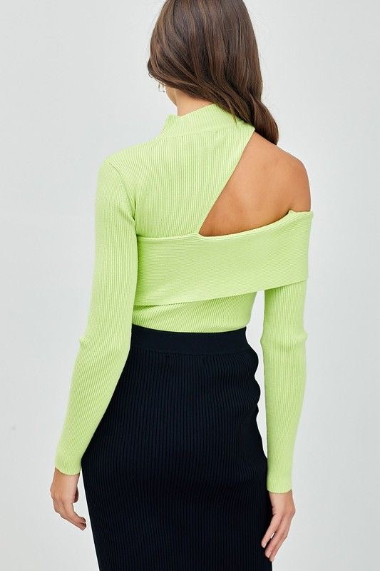 High Neck Shoulder Cutout Top