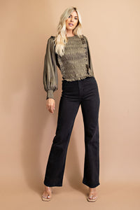 Smocked Long Sleeve Top